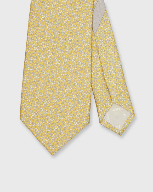 Silk Print Tie in Yellow/Khaki Link sold by Mashburn