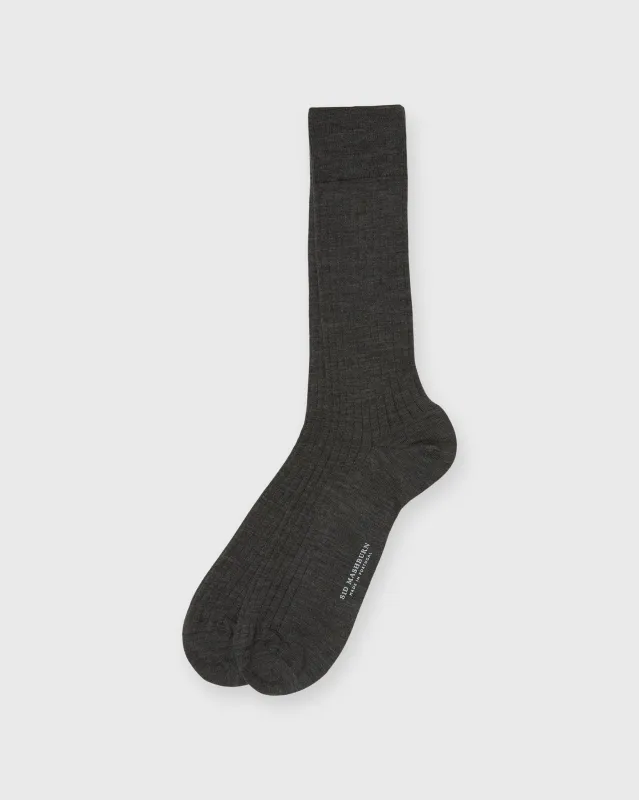 Trouser Dress Socks in Heather Grey Extra Fine Merino sold by Mashburn