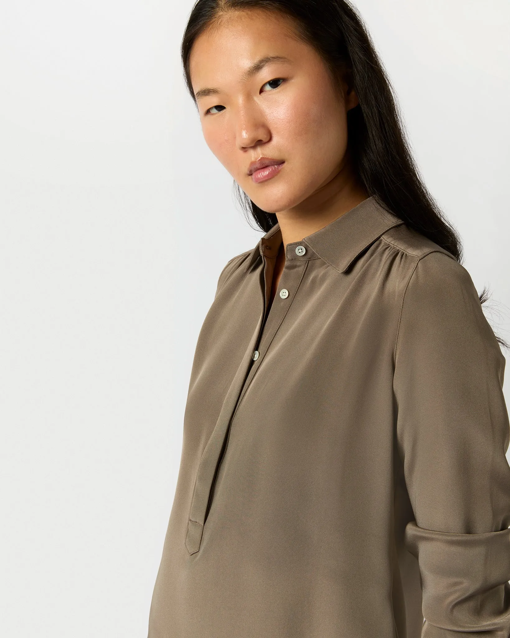 Natalia Blouse in Mink Silk Crepe de Chine sold by Mashburn product image thumbnail 2