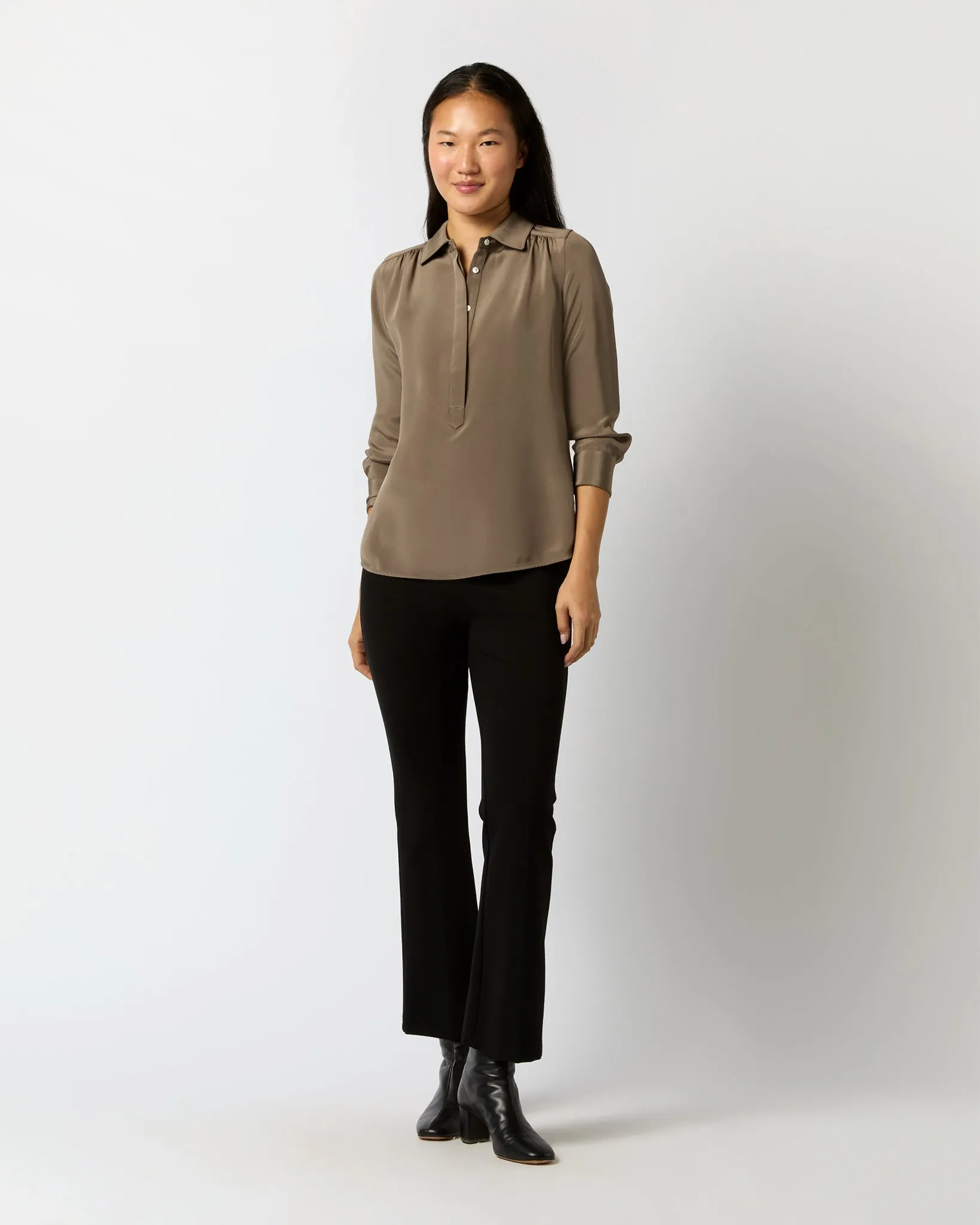 Natalia Blouse in Mink Silk Crepe de Chine sold by Mashburn product image thumbnail 3