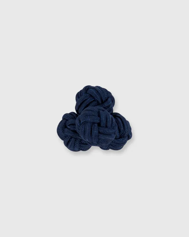 Small Silk Knot Cufflinks in Navy sold by Mashburn