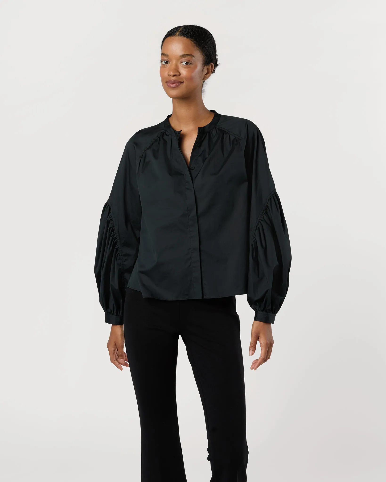 Rowena Long Sleeve Blouse in Noir sold by Mashburn