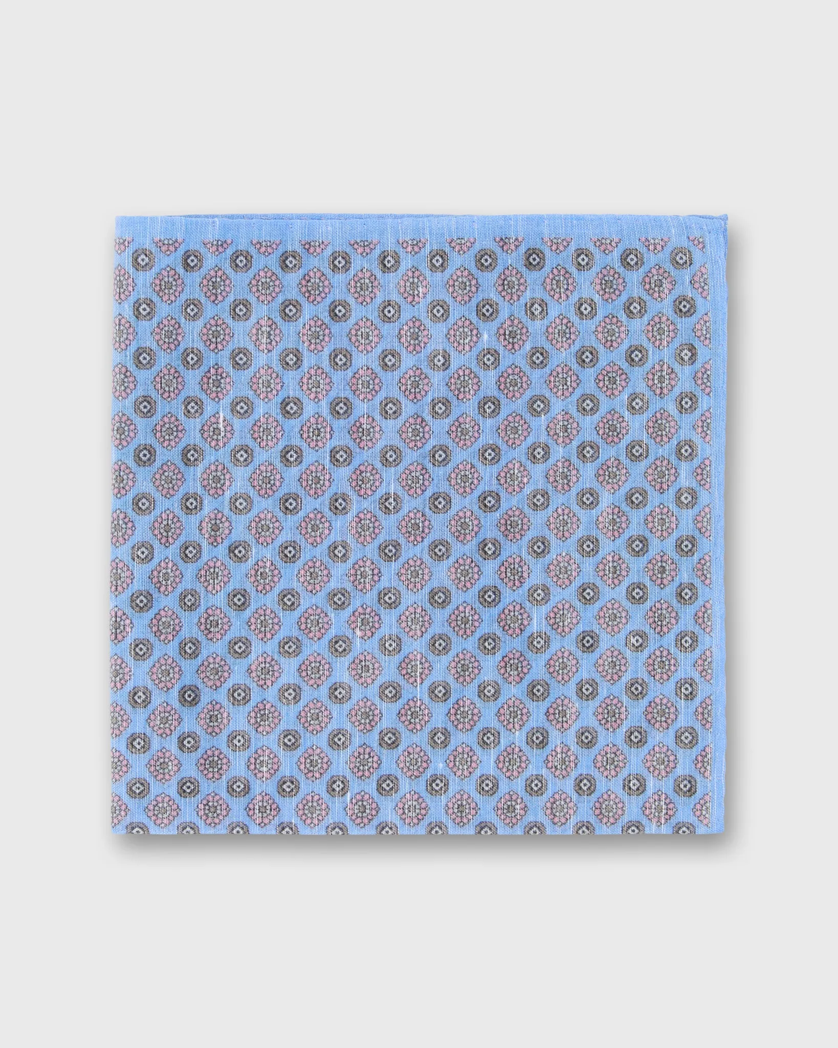 Cotolino Print Pocket Square in Periwinkle/Pink/Smoke Foulard sold by Mashburn