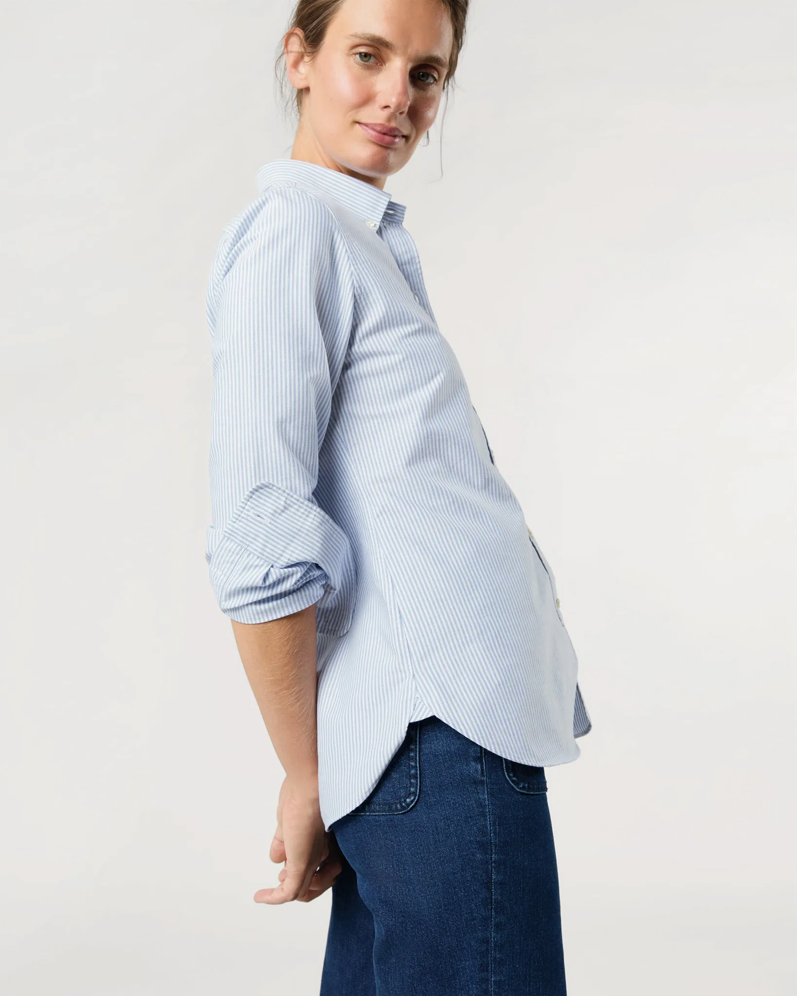 Schoolgirl Shirt in Blue University Stripe Oxford sold by Mashburn product image thumbnail 4