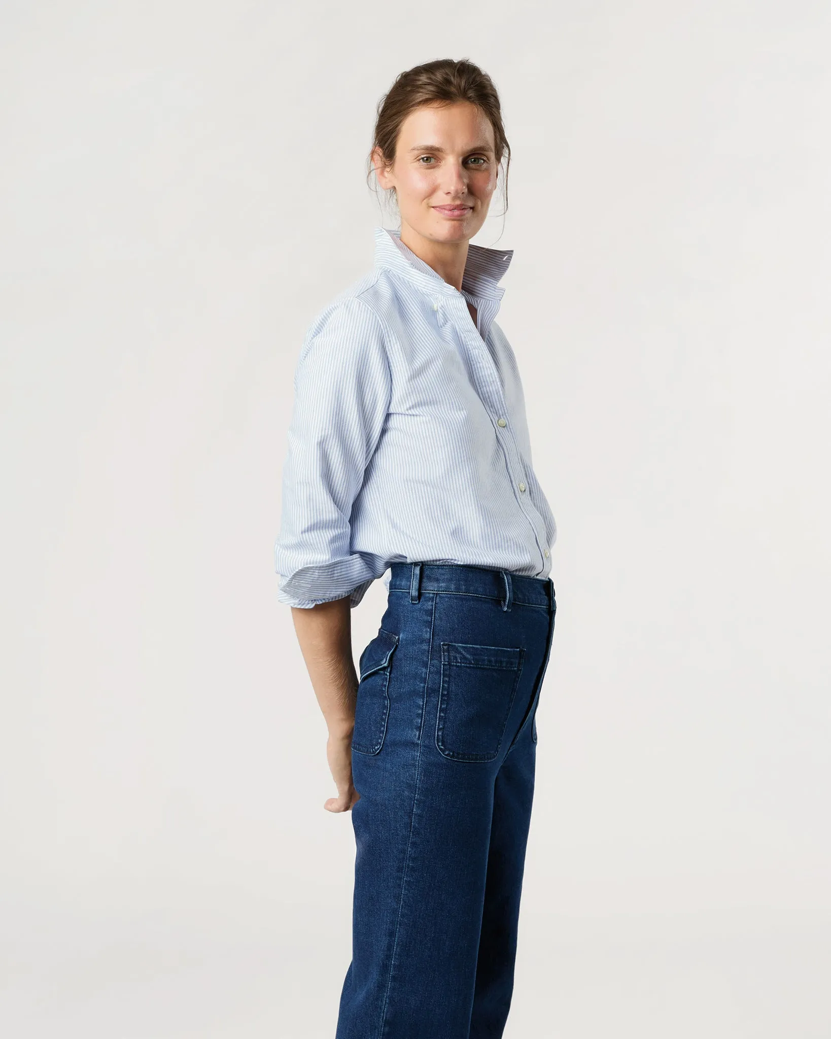 Schoolgirl Shirt in Blue University Stripe Oxford sold by Mashburn product image thumbnail 5