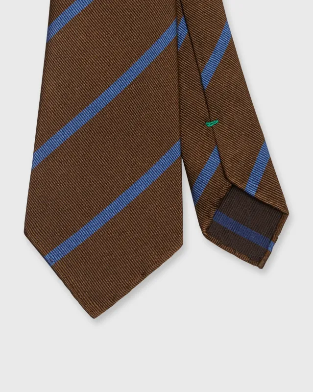 Silk Woven Tie in Brown/Blue Bar Stripe sold by Mashburn