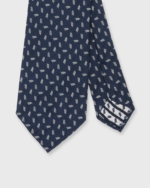 Silk Club Tie in Navy/Bone Knot sold by Mashburn