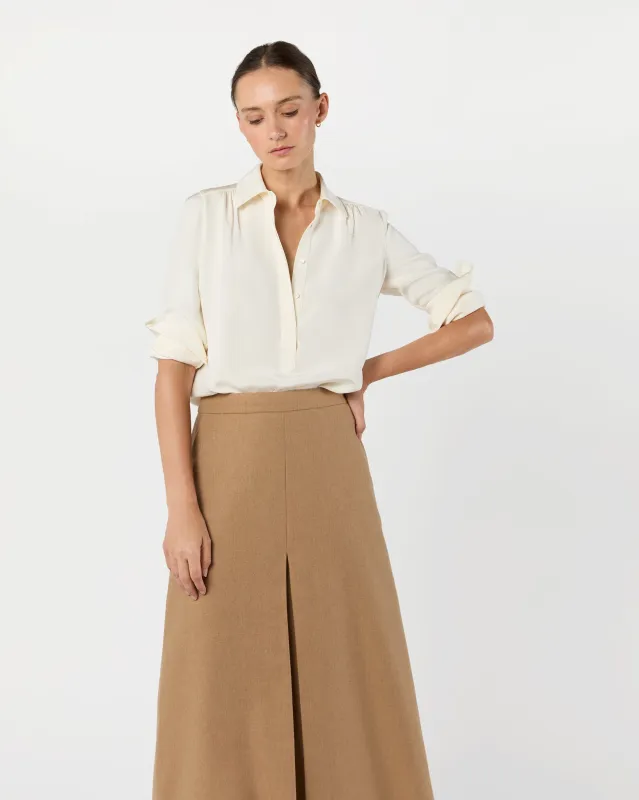 Natalia Blouse in Ivory Silk Crepe de Chine sold by Mashburn