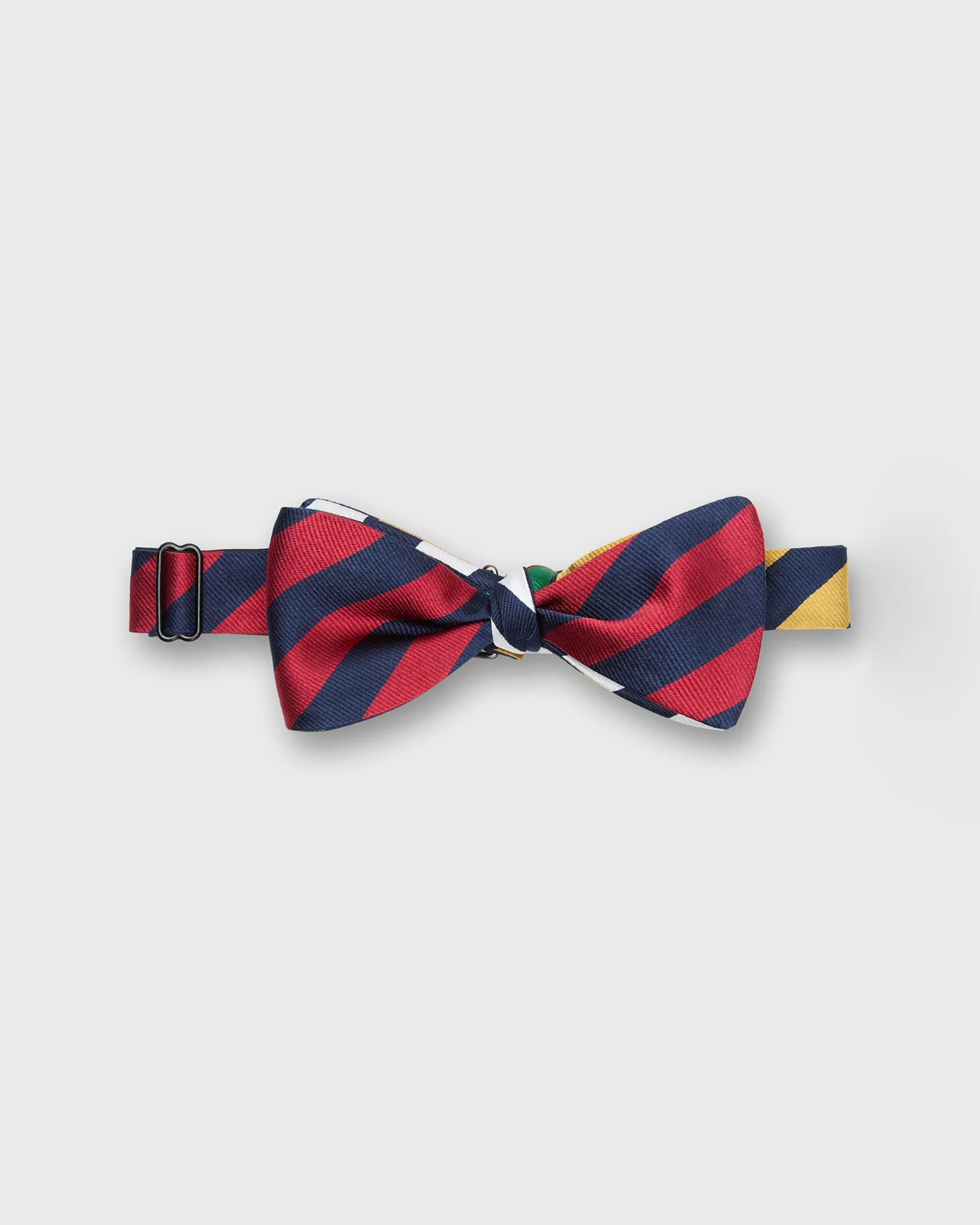 Silk Bow Tie in Navy Quad Stripes sold by Mashburn