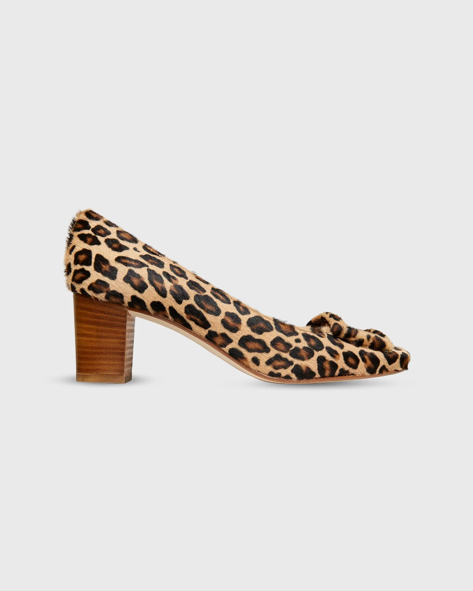 Buckle Heel in Leopard Calf Hair sold by Mashburn