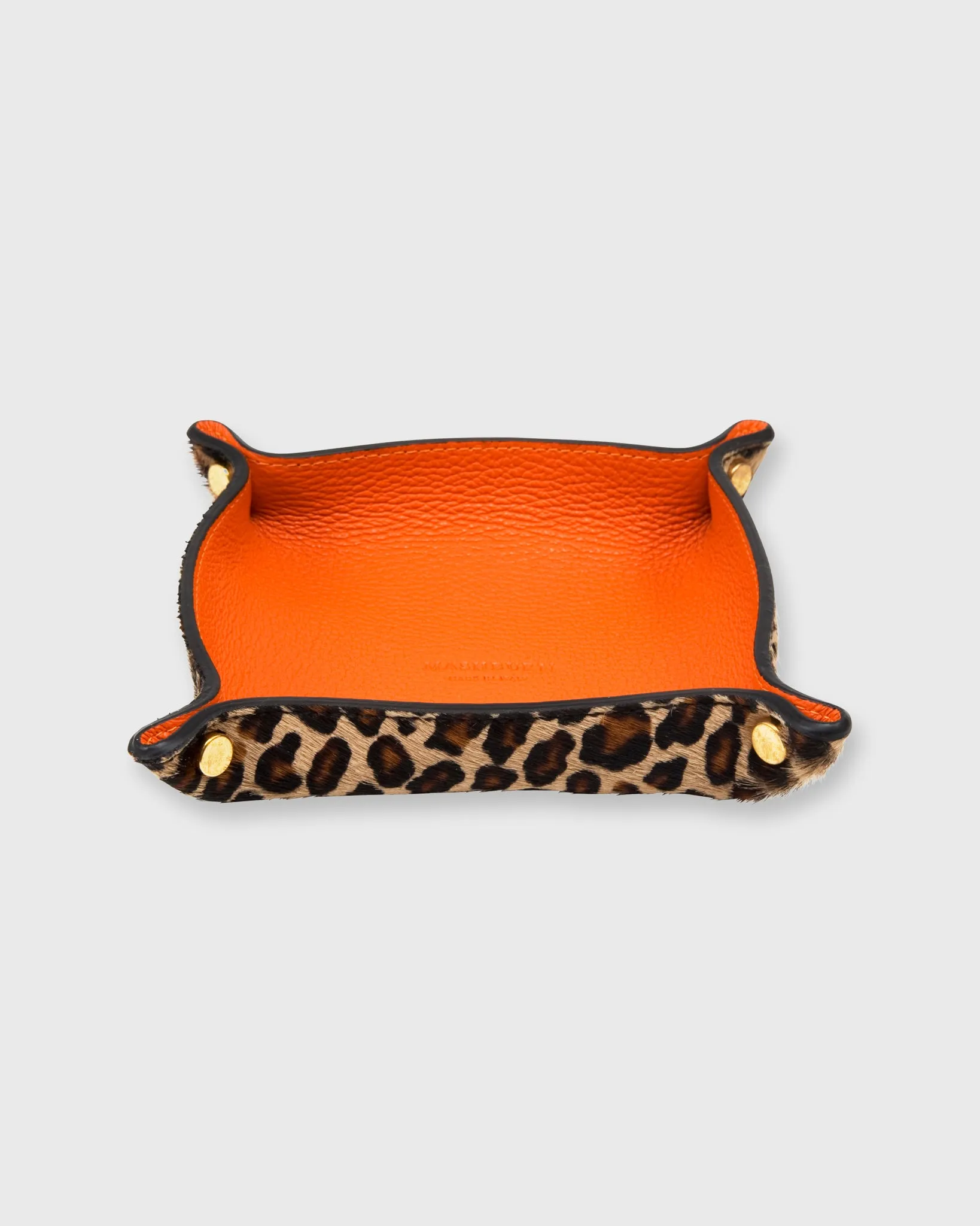 Soft Medium Square Tray in Orange Leather/Leopard Calf Hair sold by Mashburn product image thumbnail 4