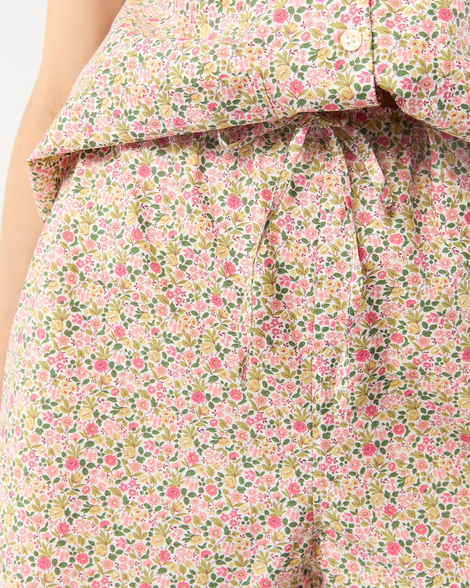 Jasmine Pajama Shorts Set in Pink/Green Astrid Niva Liberty Fabric sold by Mashburn product image thumbnail 2