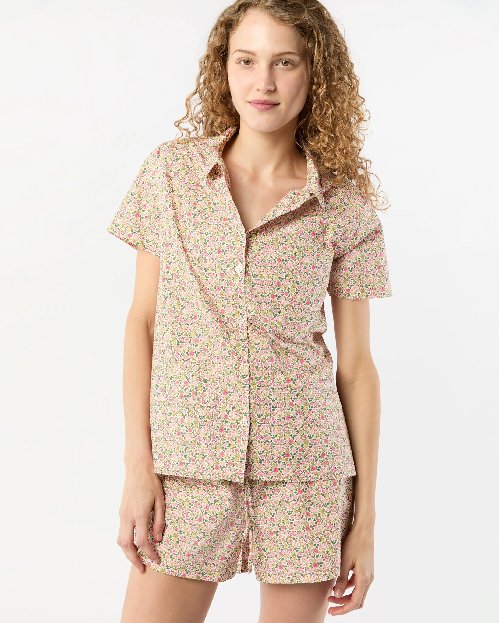 Jasmine Pajama Shorts Set in Pink/Green Astrid Niva Liberty Fabric sold by Mashburn product image thumbnail 3