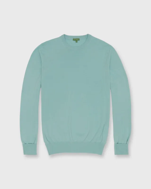 Fine-Gauge Crewneck Sweater in Celadon Escorial Wool sold by Mashburn