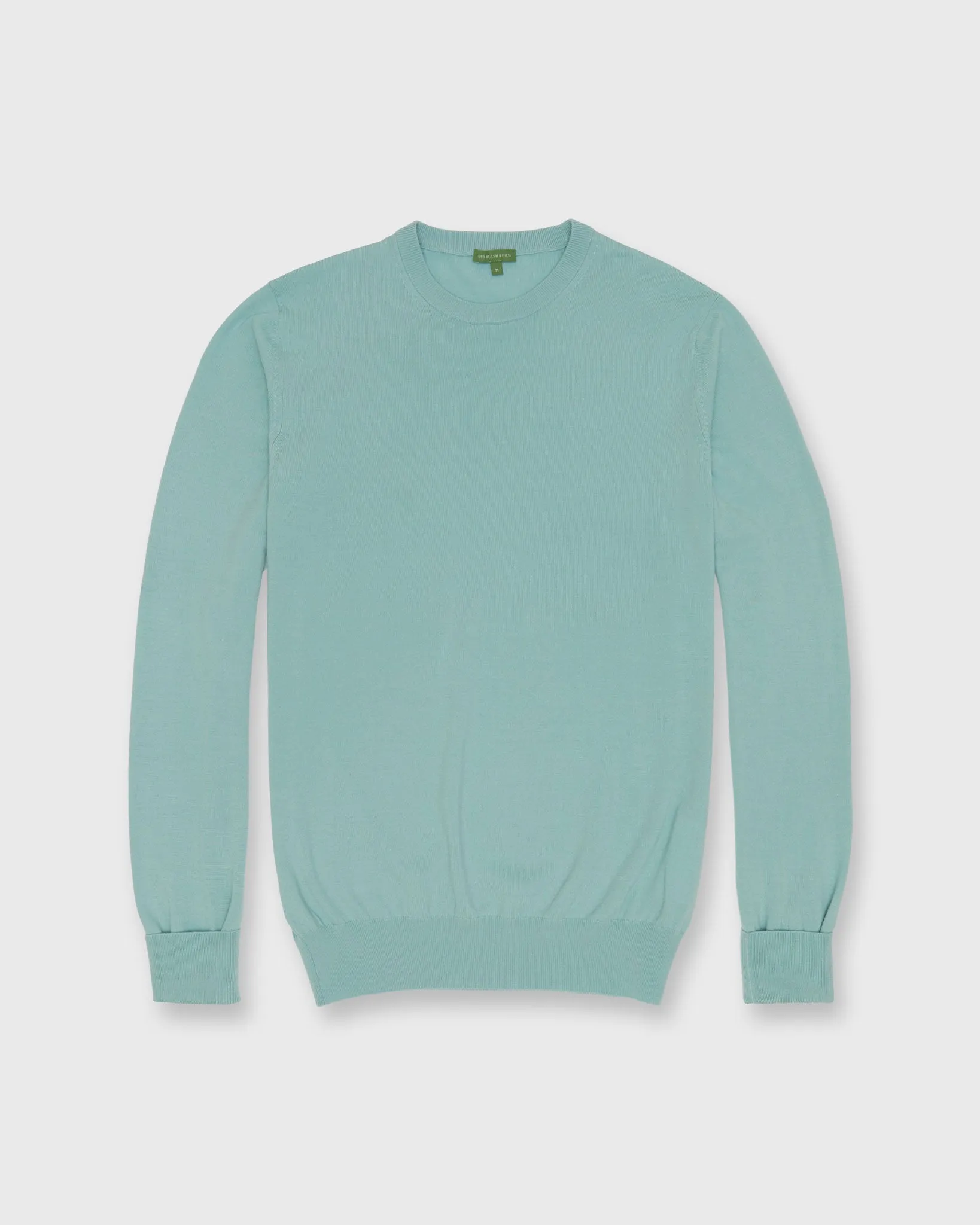 Fine-Gauge Crewneck Sweater in Celadon Escorial Wool sold by Mashburn