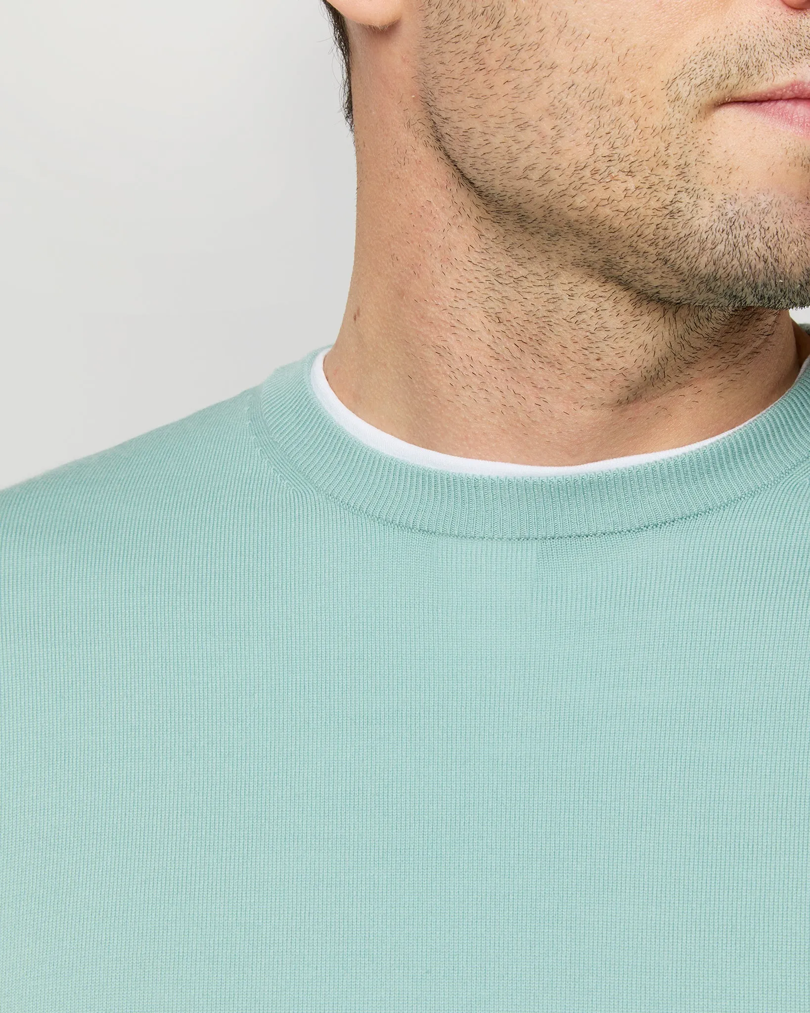 Fine-Gauge Crewneck Sweater in Celadon Escorial Wool sold by Mashburn product image thumbnail 4