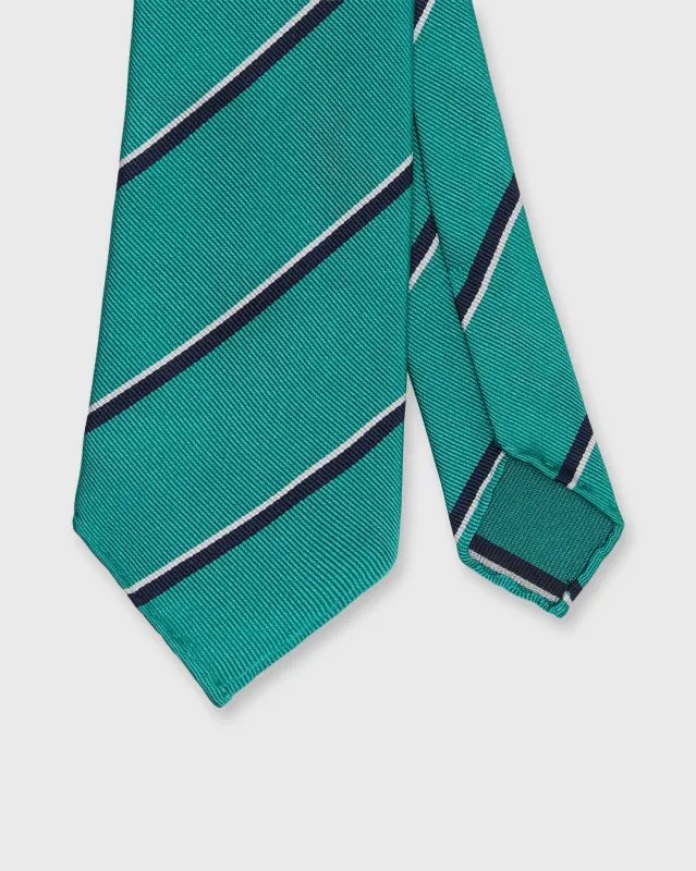 Silk Woven Tie in River/Navy/Bone Stripe sold by Mashburn