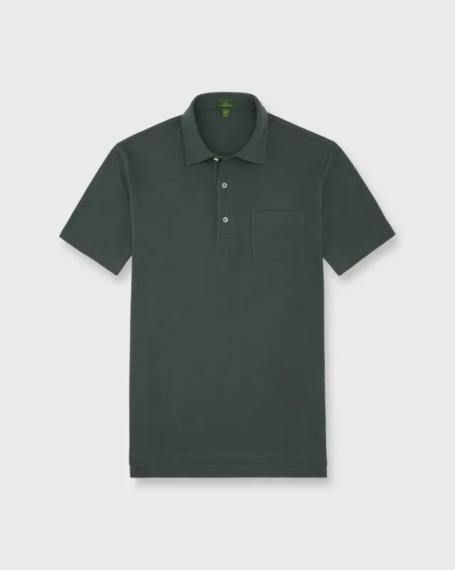 Short-Sleeved Polo in Dark Spruce Pima Pique sold by Mashburn