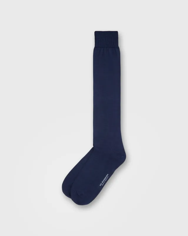 Over-The-Calf Dress Socks in Navy Silk sold by Mashburn