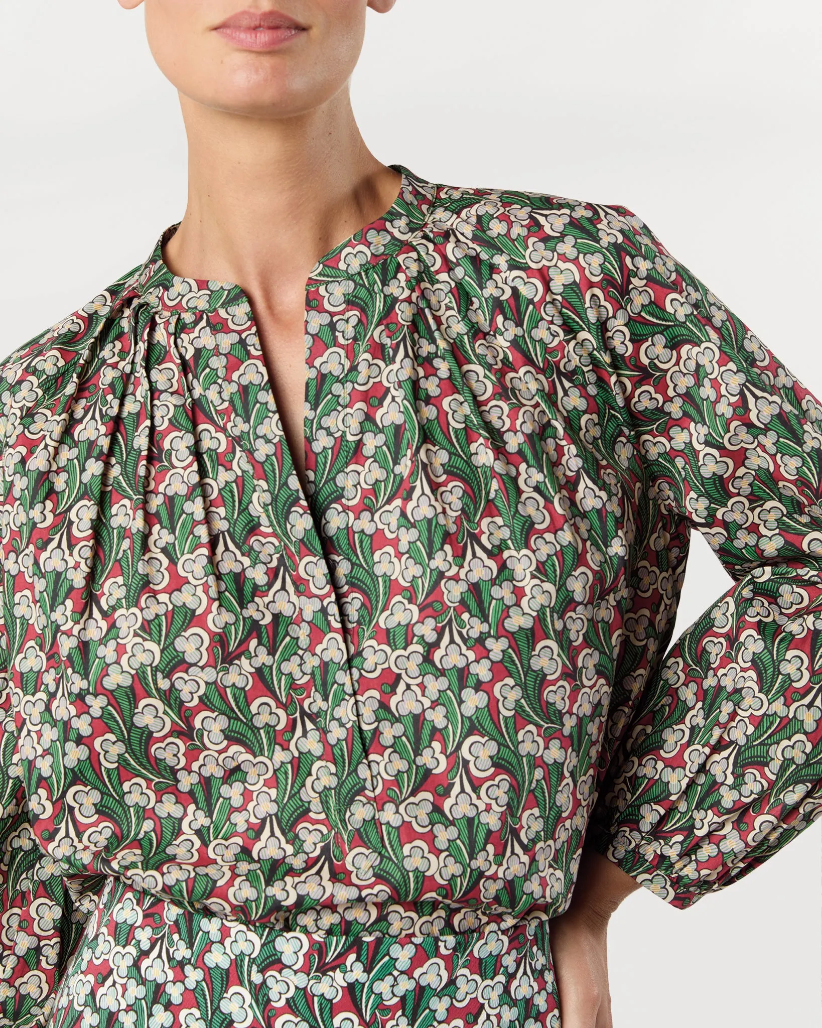 Sienna Top in Crimson/Multi Laith Liberty Fabric sold by Mashburn product image thumbnail 2