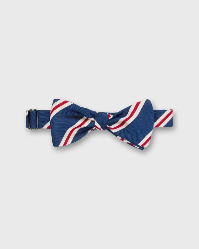 Silk Bow Tie in French Blue/Red Banks Stripe sold by Mashburn