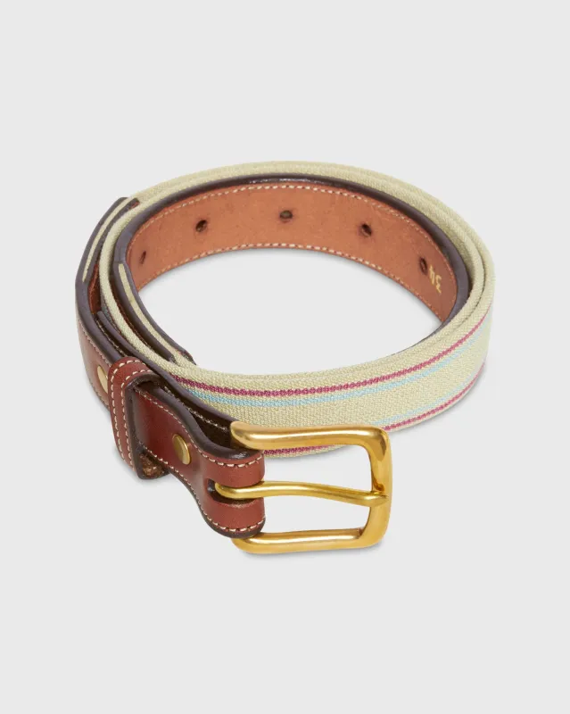 1" Elastic Belt in Khaki/Berry/Sky made by Sid Mashburn