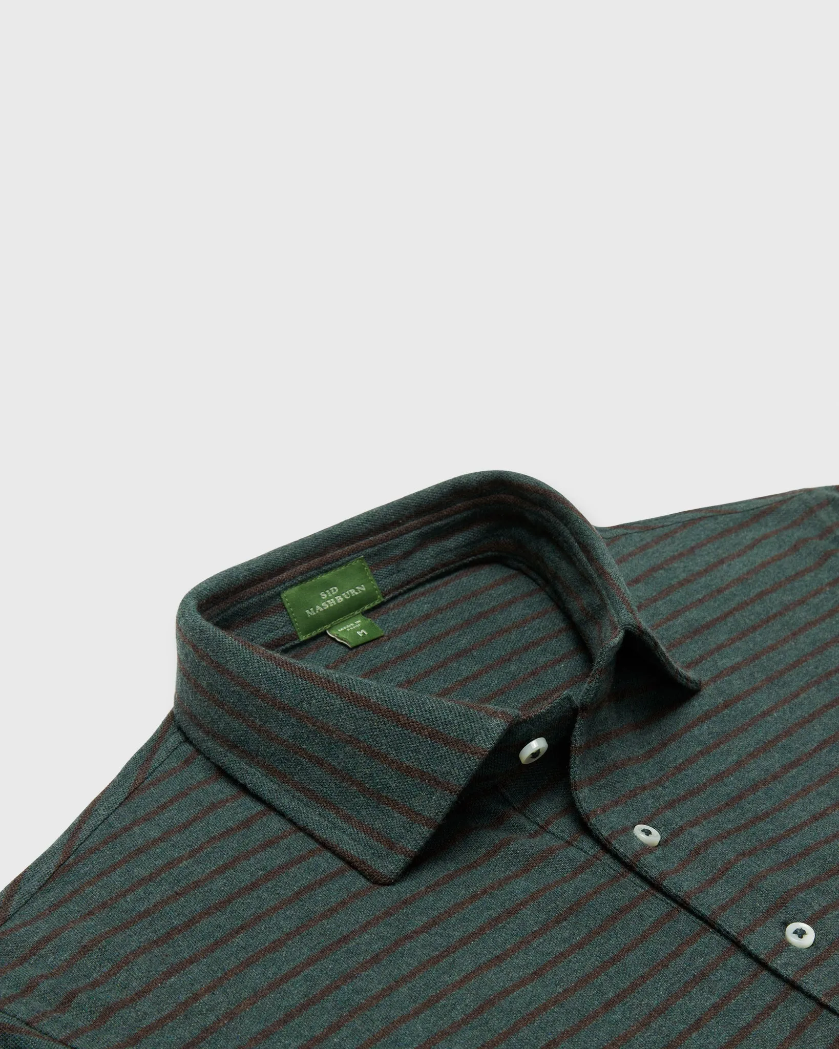 Short-Sleeved Polo in Heather Sea Moss/Heather Brown Stripe Pima Pique sold by Mashburn product image thumbnail 2