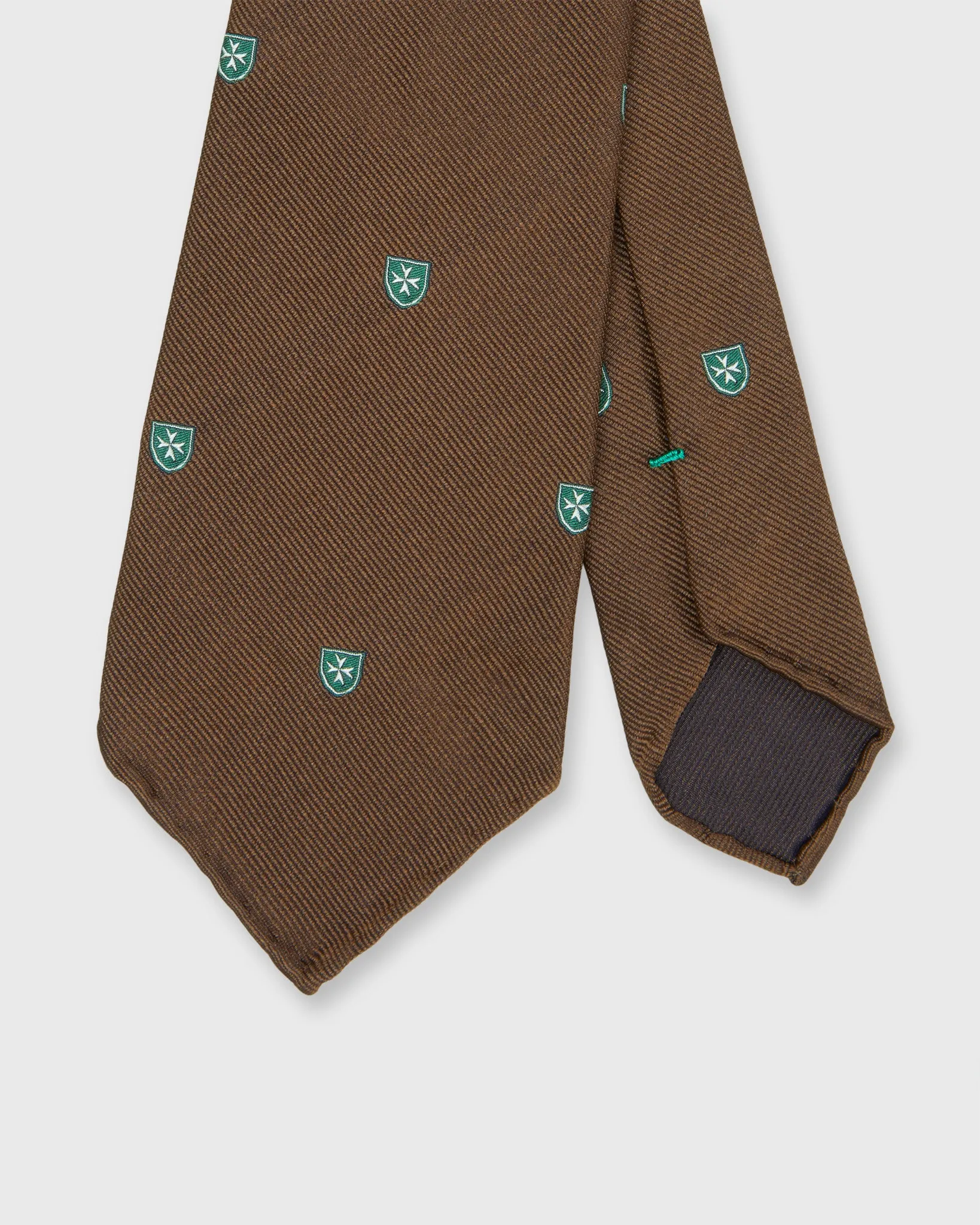 Silk Woven Club Tie in Brown/Green Shield sold by Mashburn