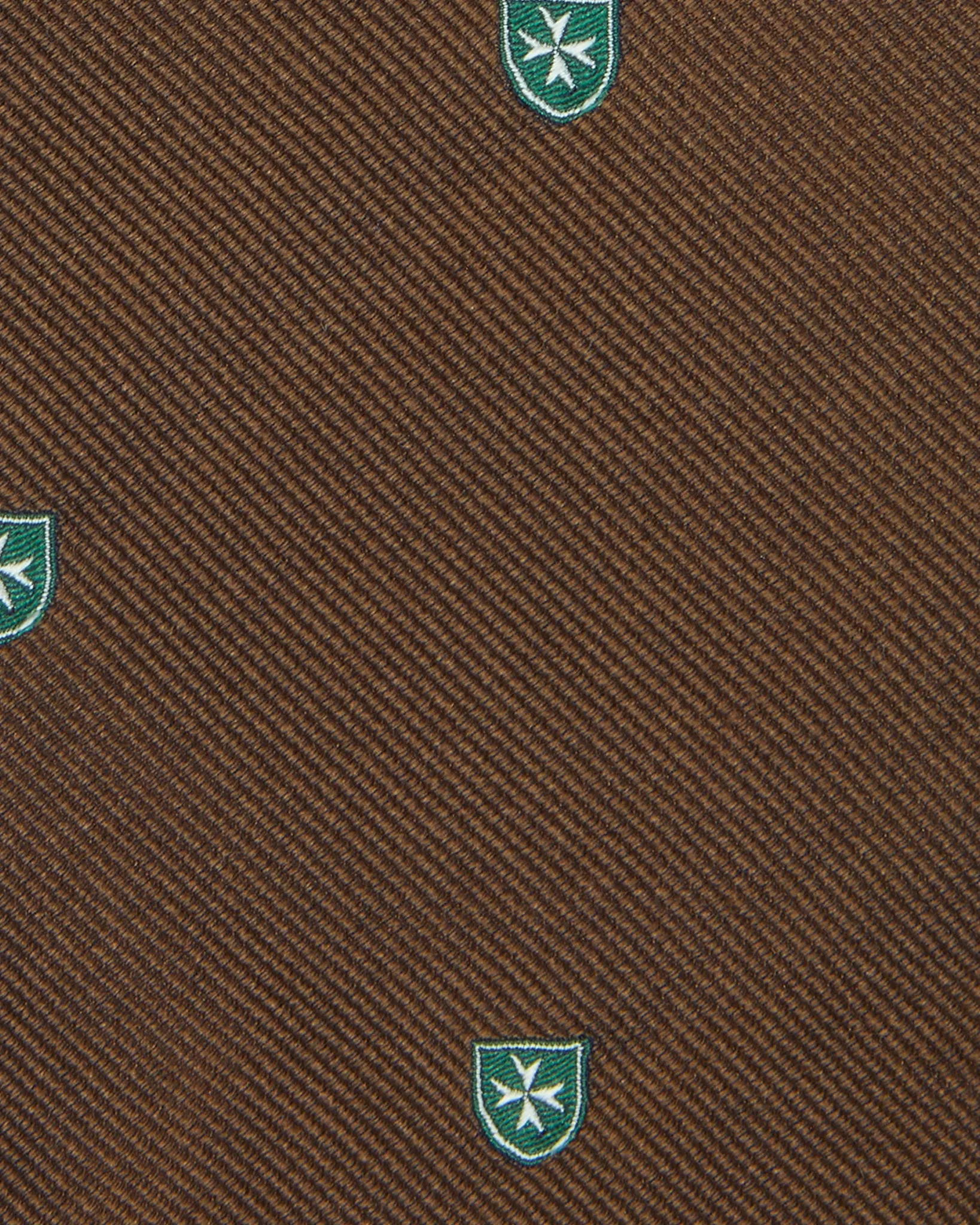 Silk Woven Club Tie in Brown/Green Shield sold by Mashburn product image thumbnail 2