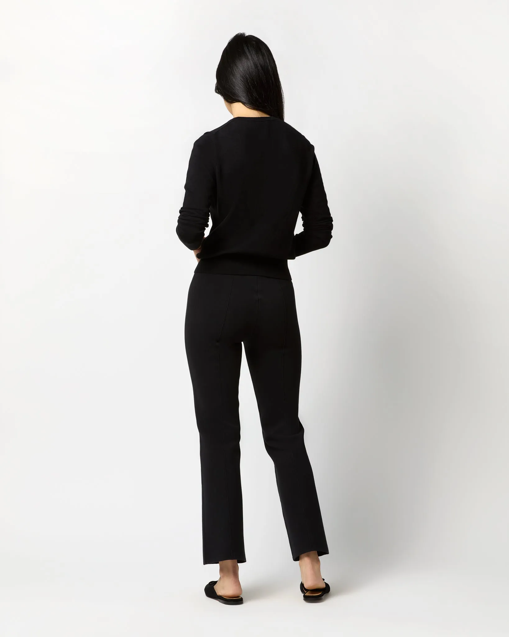 Lara Knit Flare Cropped Pant in Black Supima Cotton sold by Mashburn product image thumbnail 5