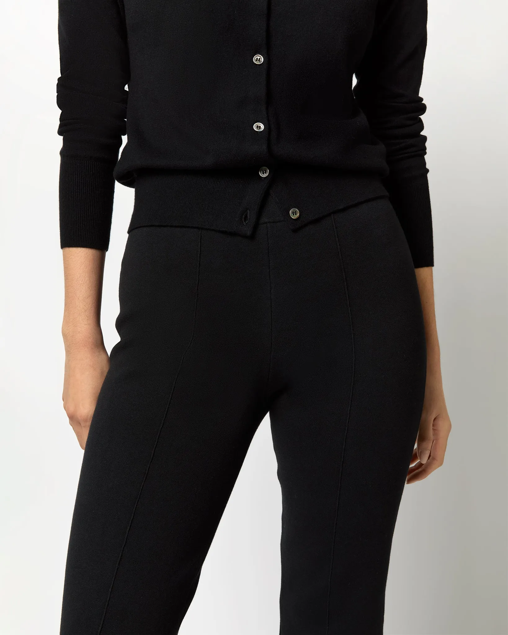 Lara Knit Flare Cropped Pant in Black Supima Cotton sold by Mashburn product image thumbnail 2
