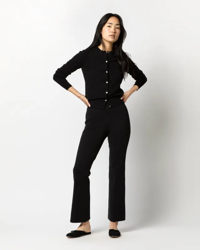 Lara Knit Flare Cropped Pant in Black Supima Cotton sold by Mashburn