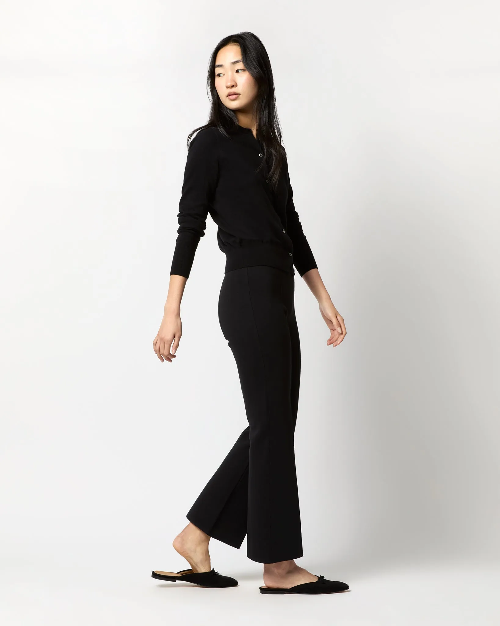 Lara Knit Flare Cropped Pant in Black Supima Cotton sold by Mashburn product image thumbnail 3