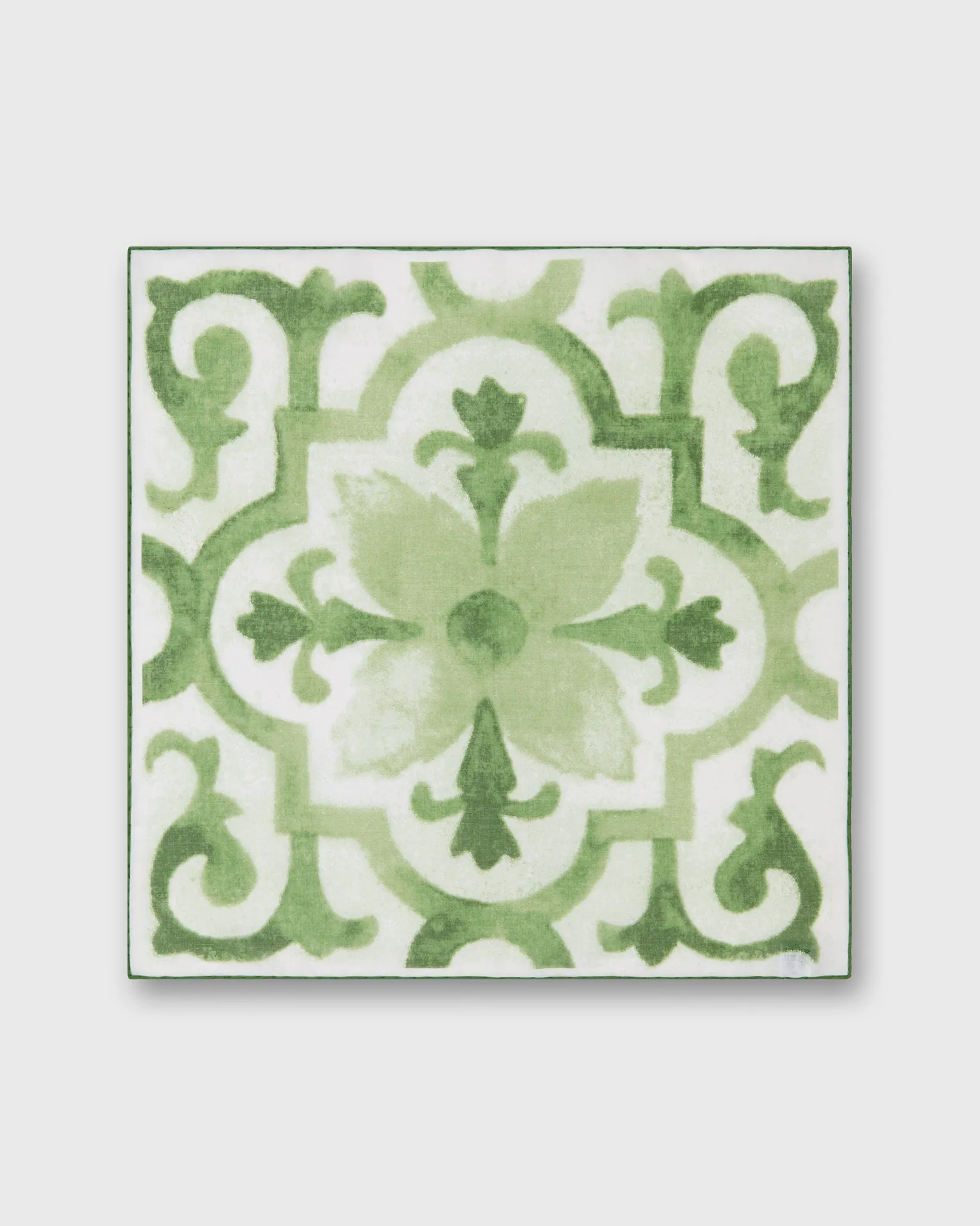 Cotton Print Pocket Square in Green Tapestry sold by Mashburn product image thumbnail 2