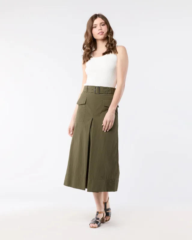 Meari Skirt in Military sold by Mashburn