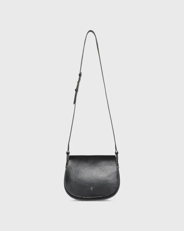 Medium Accordion Clara Crossbody Bag in Black Leather sold by Mashburn