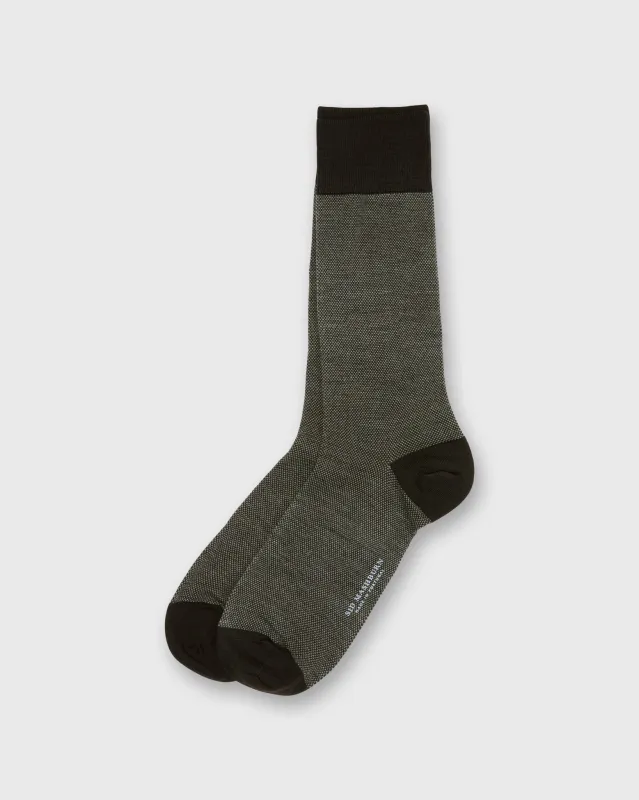 Birdseye Trouser Dress Socks in Chocolate Extra Fine Merino sold by Mashburn