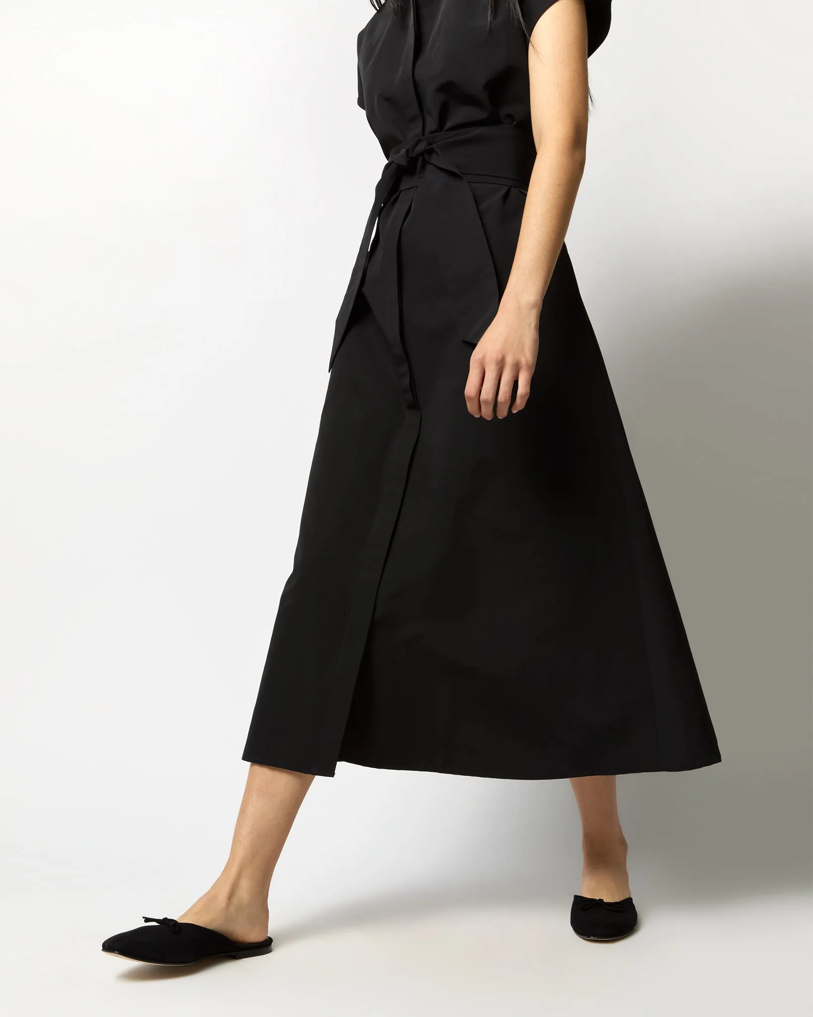 Gianna Maxi Shirtdress in Black Cotton/Nylon Faille sold by Mashburn product image thumbnail 5
