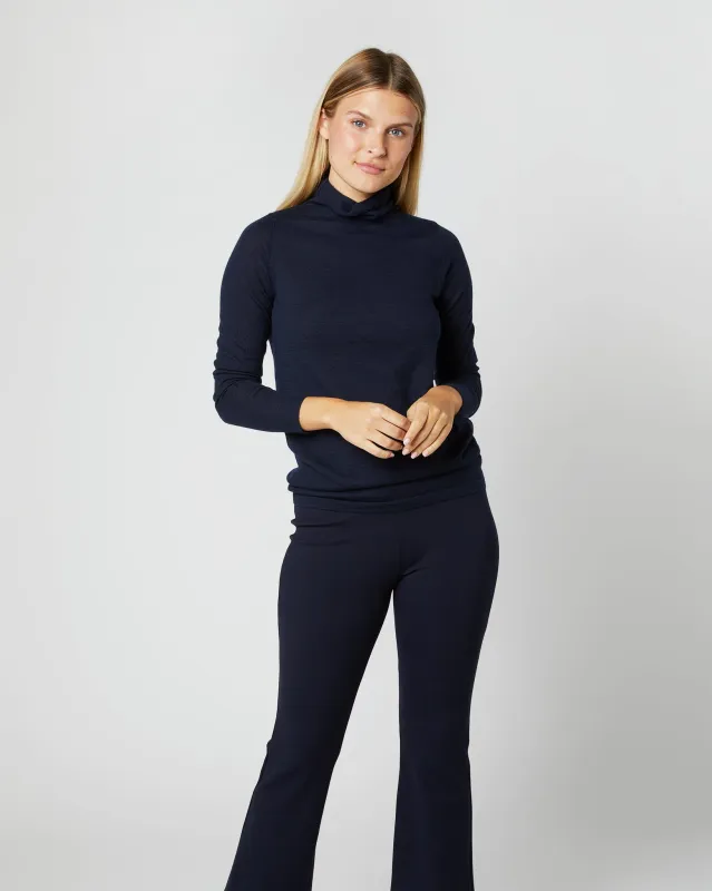 Superfine Funnel-Neck Sweater in Navy Cashmere sold by Mashburn