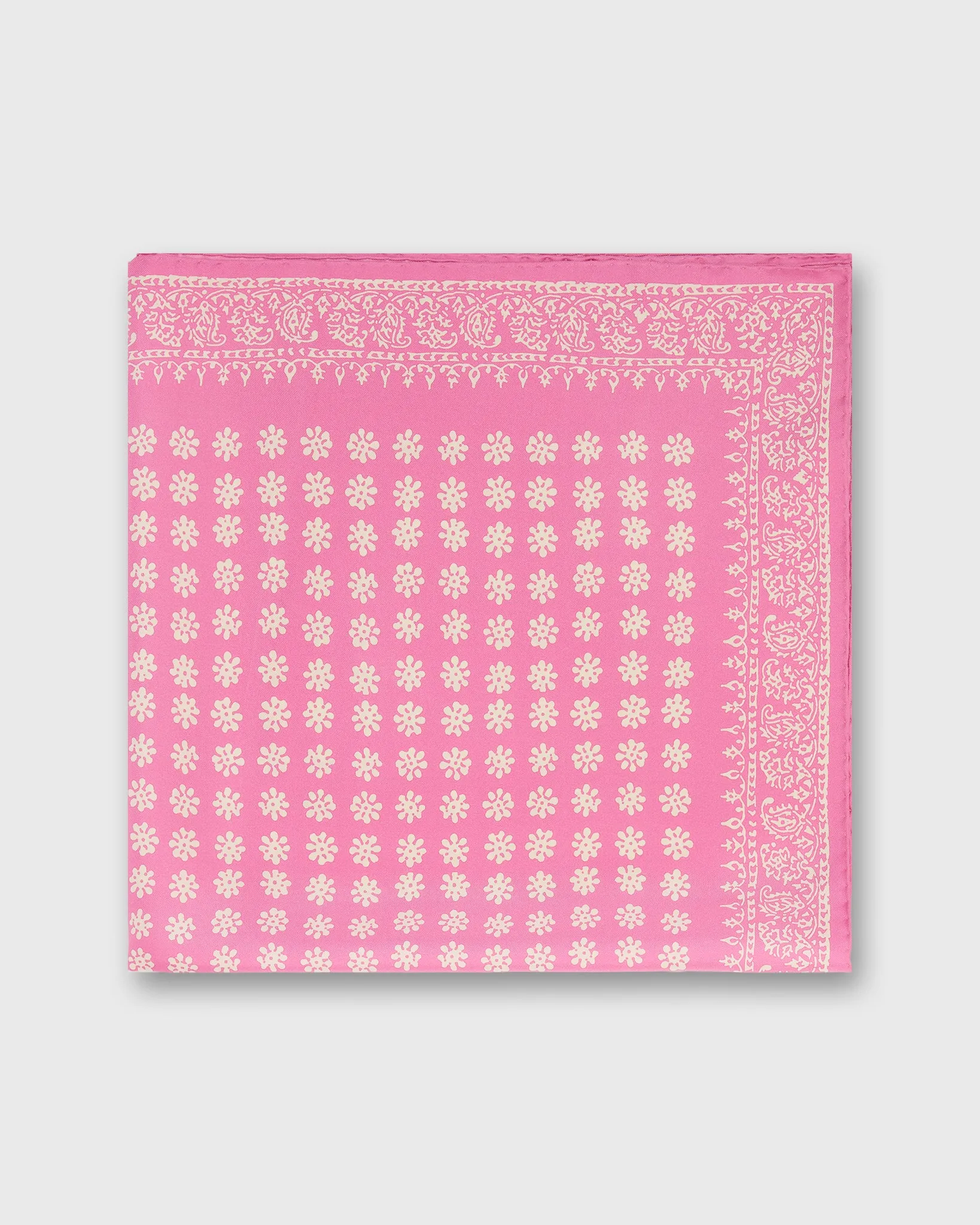Medium Hand-Rolled Silk Scarf in Pink/Ivory Floral Bandana sold by Mashburn product image thumbnail 3