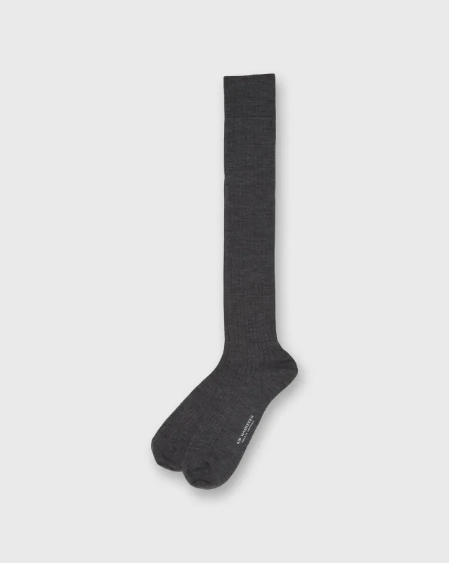 Over-The-Calf Dress Socks in Heather Grey Extra Fine Merino sold by Mashburn