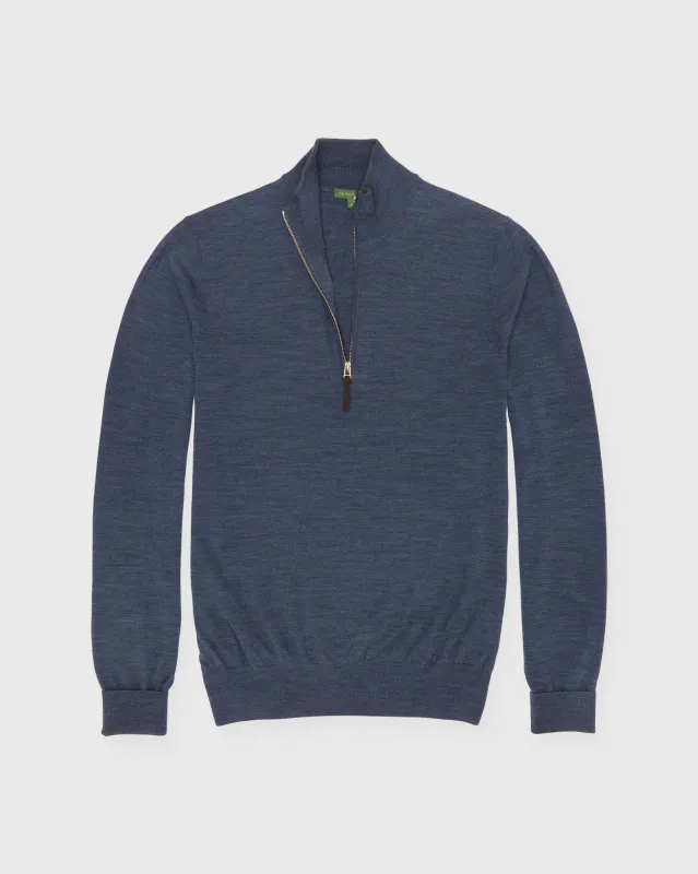 Fine-Gauge Half-Zip Sweater in Air Force Blue Escorial Wool sold by Mashburn