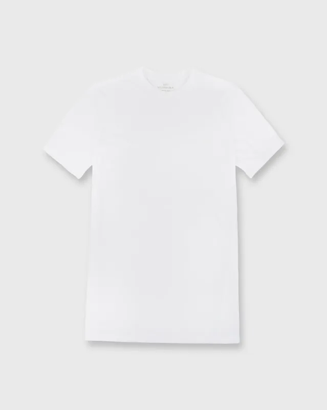 Short-Sleeved Tee in White Pima Cotton sold by Mashburn