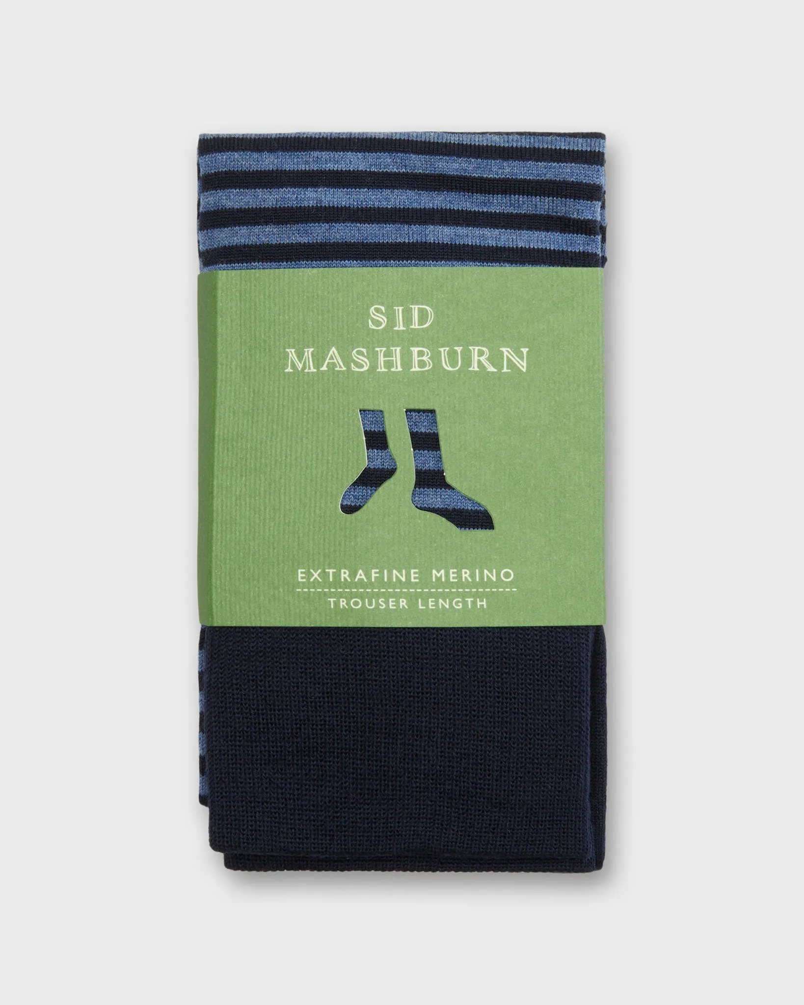 Striped Trouser Dress Socks in Navy/Heather Blue Extra Fine Merino sold by Mashburn product image thumbnail 2