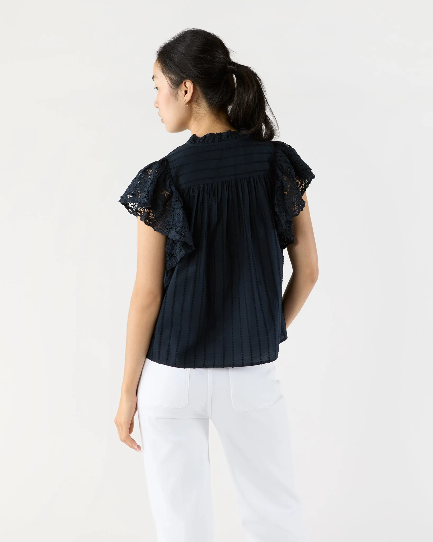 Jolie Flutter Sleeve Top in Midnight sold by Mashburn product image thumbnail 4