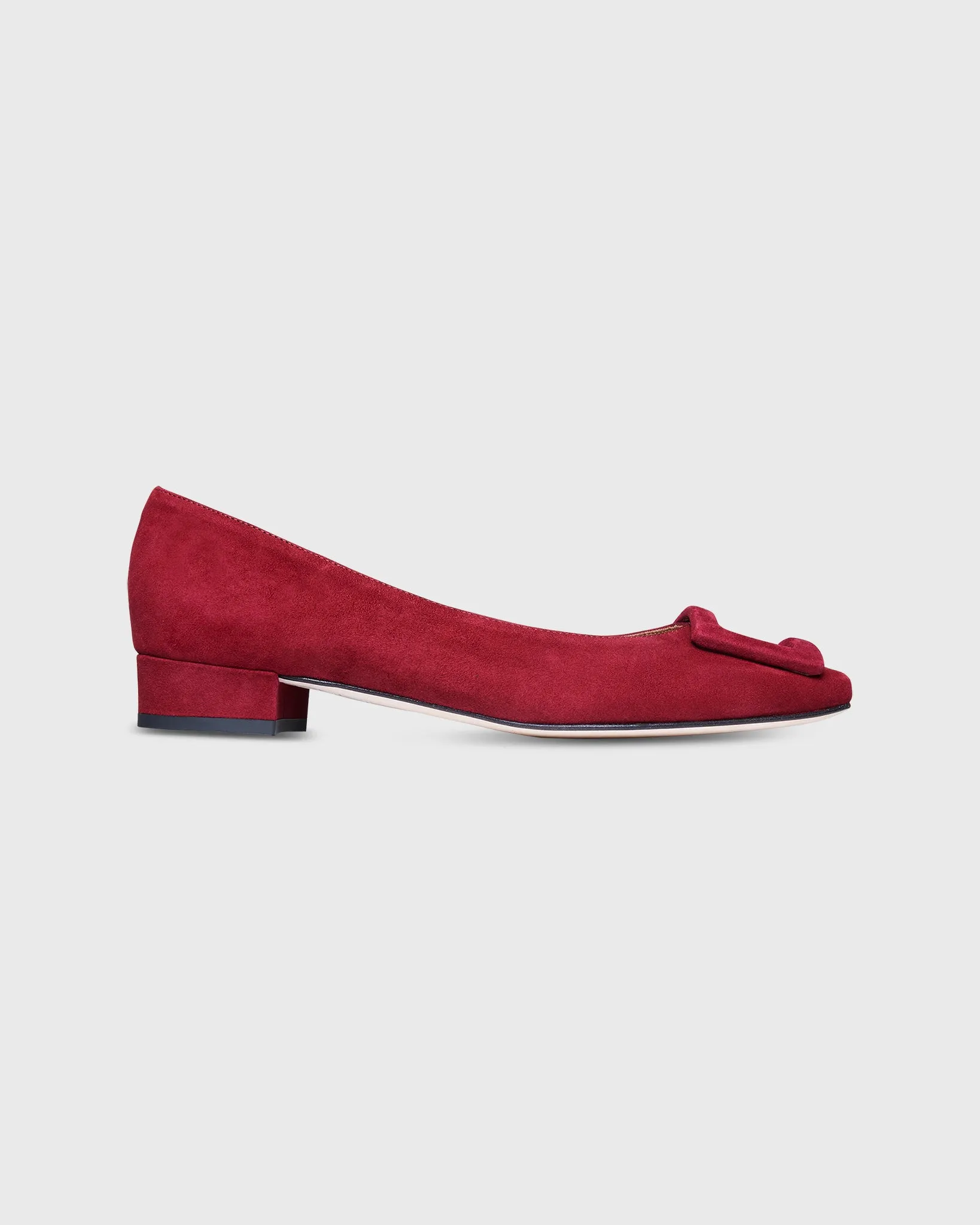 Buckle Shoe in Deep Red Suede sold by Mashburn