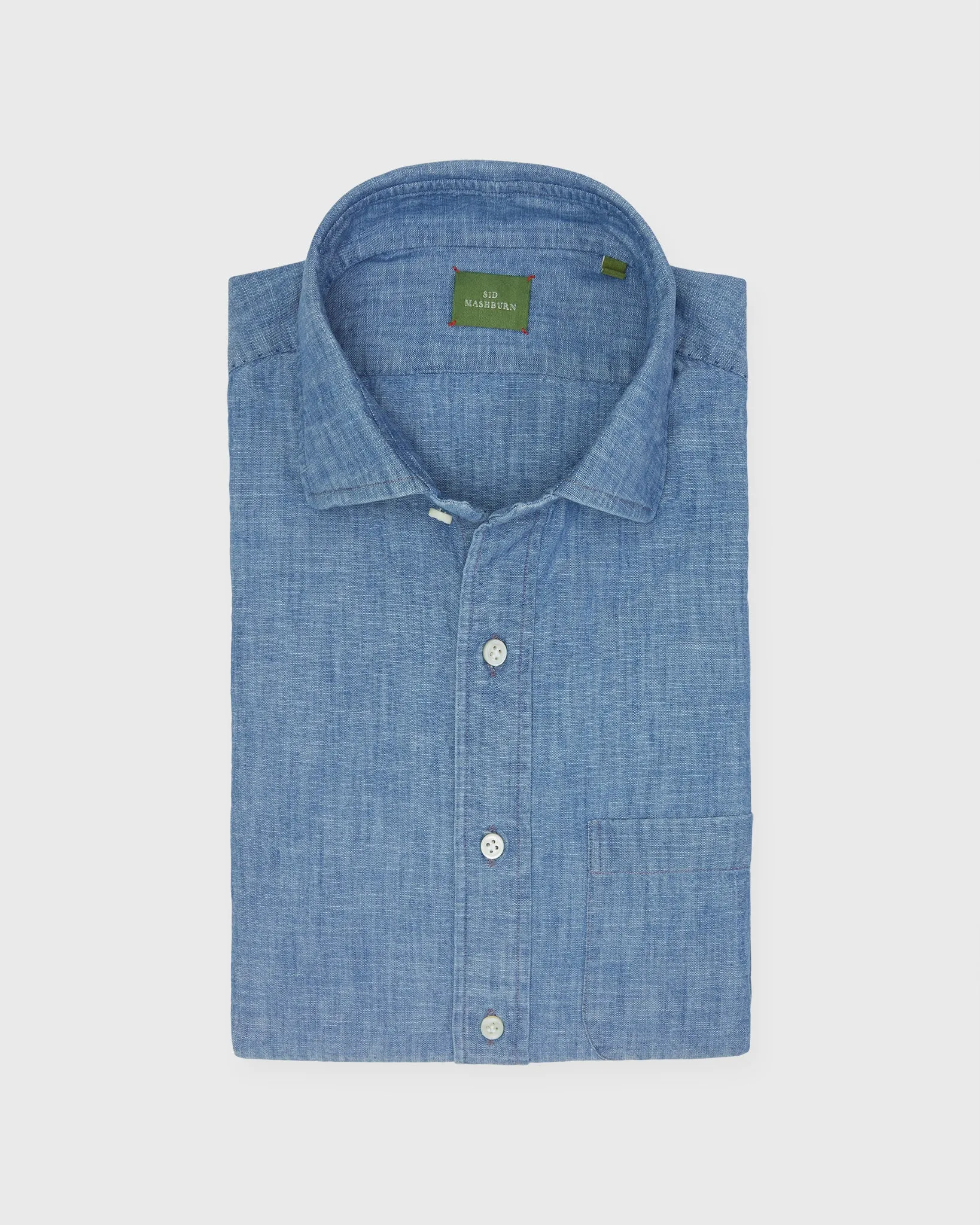 Otto Handmade Sport Shirt in Extra Light Washed Chambray sold by Mashburn