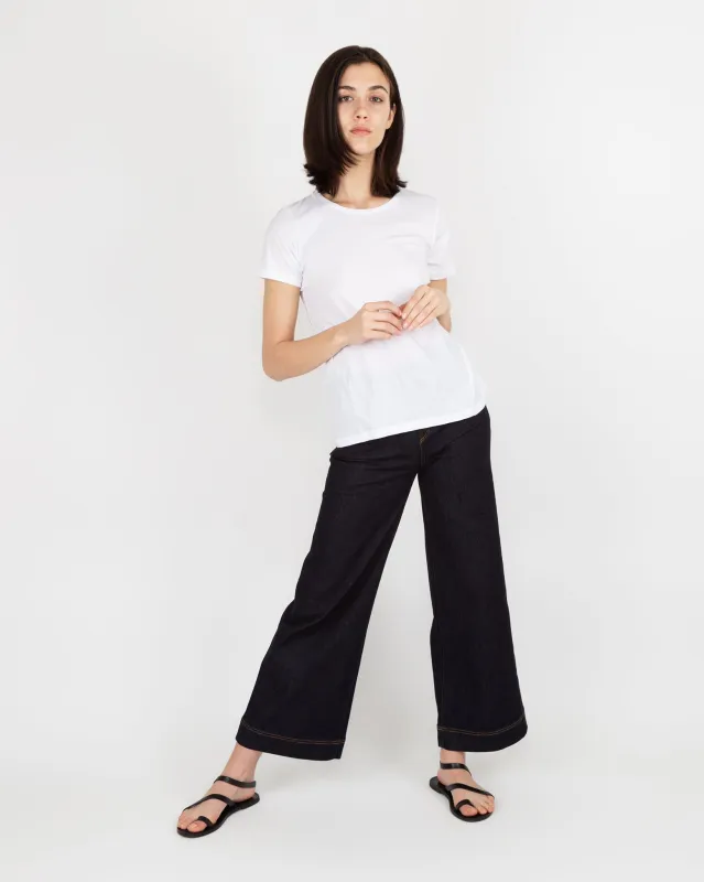 Short-Sleeved Relaxed Tee in White Pima Cotton sold by Mashburn
