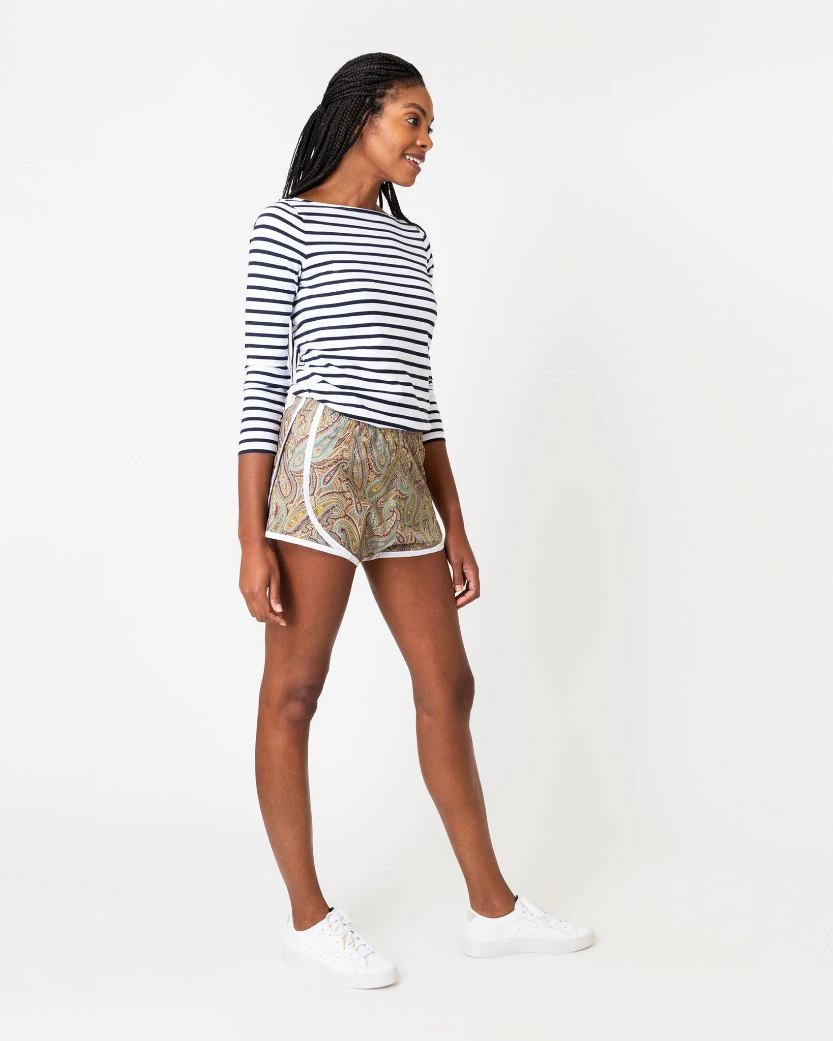 Track Short in Bordeaux Multi Paisley Park Liberty Fabric sold by Mashburn product image thumbnail 2