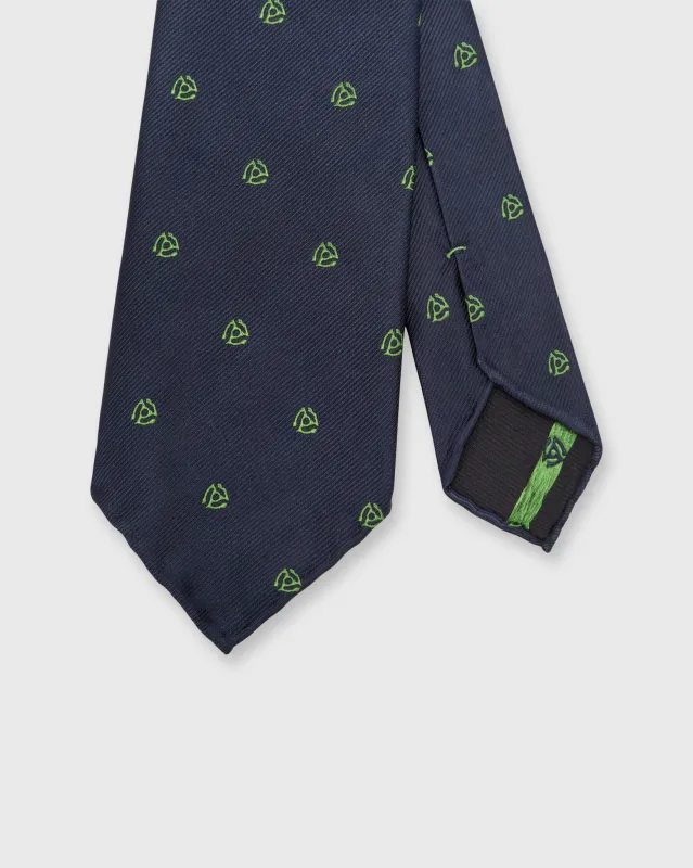 Silk Woven Club Tie in Navy/Green 45 Turntable Adapter sold by Mashburn